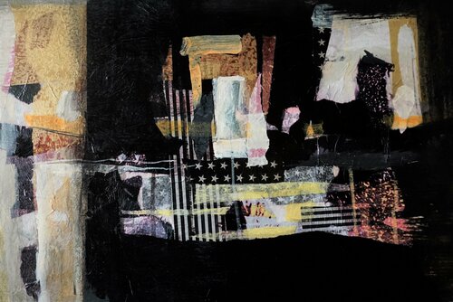 "Sphinx" - abstract collage on canvas di Natalia Kazirelova, Altri media in vendita su Singulart