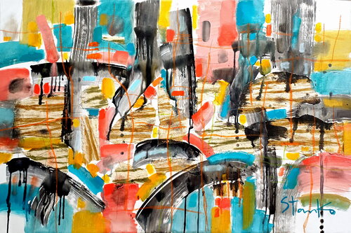 Rainy landscape-I van Stanislav Bojankov, Schilderij te koop op Singulart