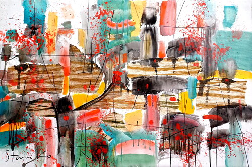 Rainy landscape-II van Stanislav Bojankov, Schilderij te koop op Singulart