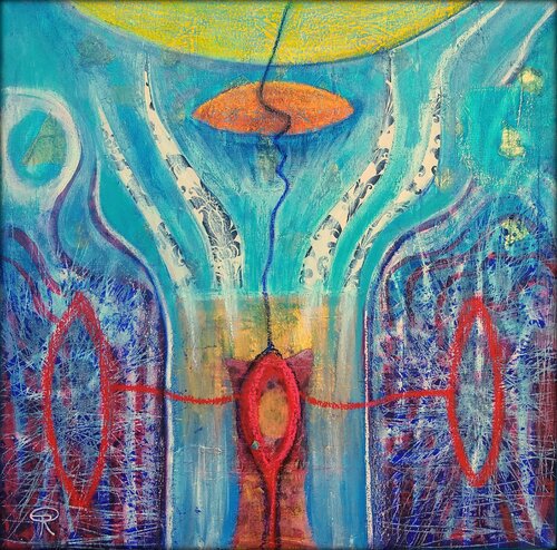 WENN EIN FUNKE ÜBERSPRINGT van Eva Dahn Rubin, Schilderij te koop op Singulart