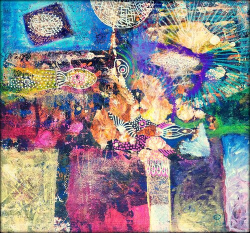 EINE REISE AUF DEM FLIEGENDEN TEPPICH van Eva Dahn Rubin, Schilderij te koop op Singulart