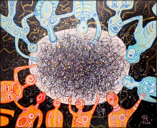 KOSMISCHES DINNER de Eva Dahn Rubin, Pintura a la venta en Singulart