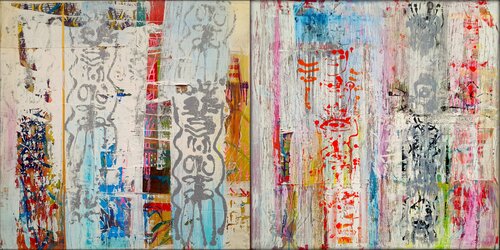 PATTERN-FREE I & II Diptychon by Eva Dahn Rubin, 油畫 for Sale on Singulart