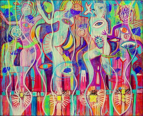 WIR GEHEN ZUM FEST! di Eva Dahn Rubin, Pittura in vendita su Singulart