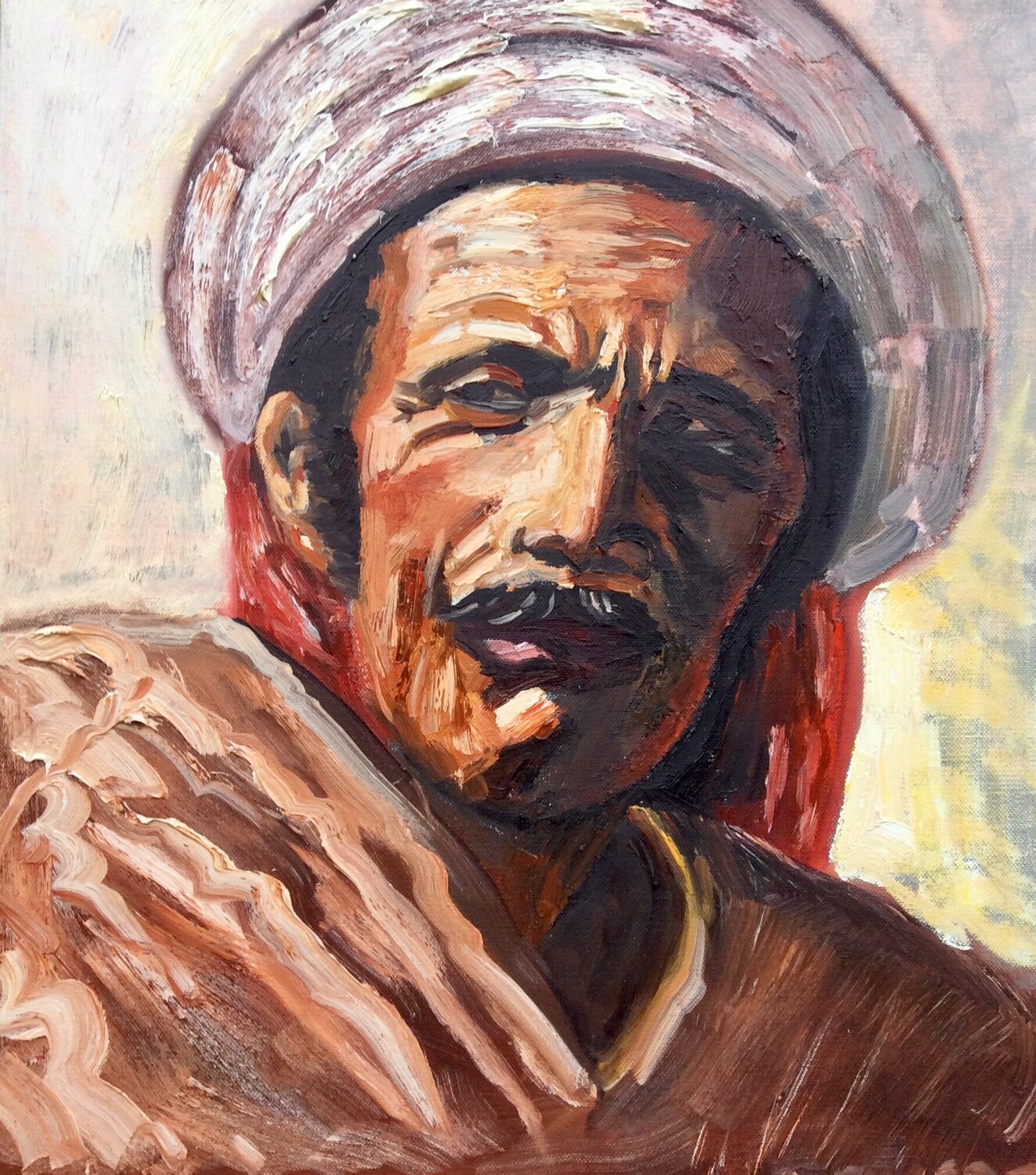 Portrait homme marocain Catherine Pugeat Peinture originale à vendre
