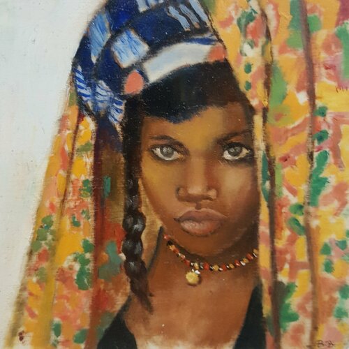 in Niger al mercato van Barbara Berardicurti, Schilderij te koop op Singulart