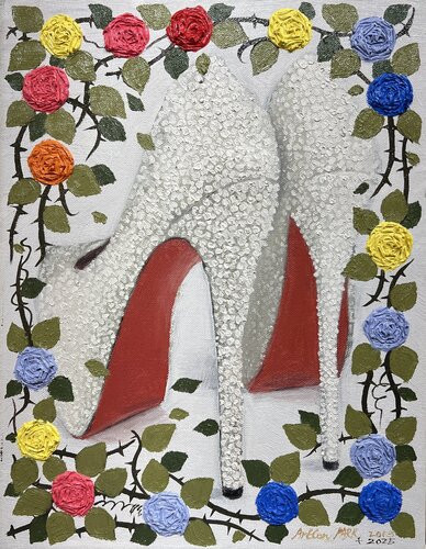 Louboutin and roses par Joong-hyun Park, Peinture en vente sur Singulart
