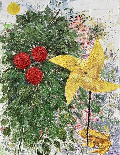 Sun, Pinwheel, Rose, and Frog de Joong-hyun Park, Pintura a la venta en Singulart