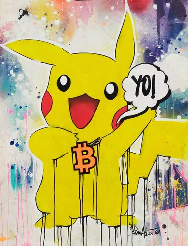 YO! Pikachu X bitcoin van Jp Malot, Werk op papier te koop op Singulart