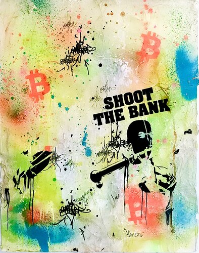 BITCOIN ON ABTSTRACT X SHOOT THE BANK by Jp Malot, 종이 for Sale on Singulart