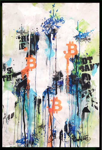BITCOIN X SHOOT THE BANK 2022 by Jp Malot, 종이 for Sale on Singulart