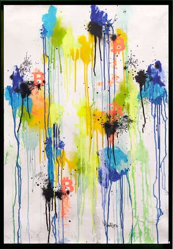 Bitcoin on abstract by Jp Malot, Work on Paper for Sale on Singulart