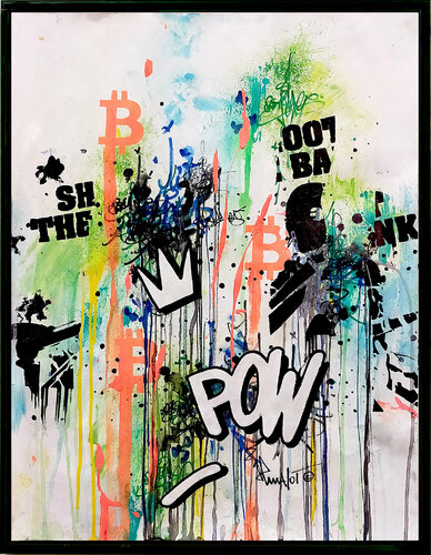 POW BTC X SHOOT THE BANK by Jp Malot, 종이 for Sale on Singulart