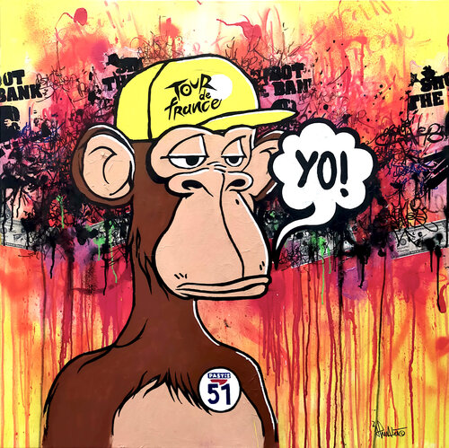BORED APE YO!GHT CLUB TOUR DE FRANCE PASTIS 51 von Jp Malot, Malerei kaufen auf Singulart