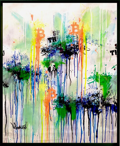 Bitcoin art (on abstravt ) von Jp Malot, Malerei kaufen auf Singulart