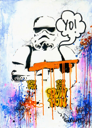 YO star wars x pow street art by Jp Malot, Work on Paper for Sale on Singulart