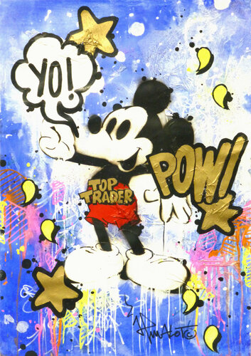 YO! MICKEY TOP TRADER X POW GOLD 2020 par Jp Malot, Œuvre sur papier en vente sur Singulart