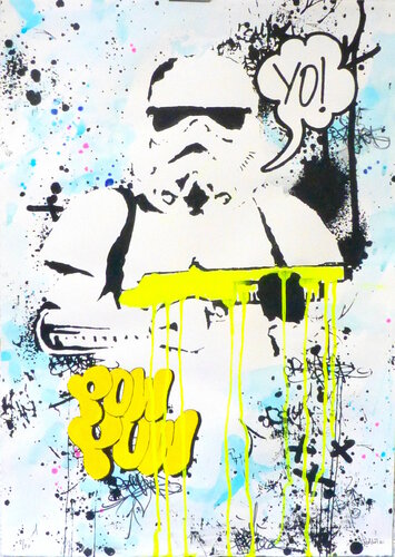 STORMTROOPER YELLOW EDITION HAND PAINTED, SIGNED. par Jp Malot, Œuvre sur papier en vente sur Singulart