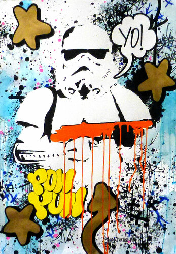 TROOPER Edition Orange. 1/1 GOLD. Unique van Jp Malot, Werk op papier te koop op Singulart