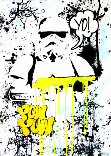 STORMTROOPER YELLOW EDITION HAND PAINTED, SIGNED. by Jp Malot, Work on Paper for Sale on Singulart