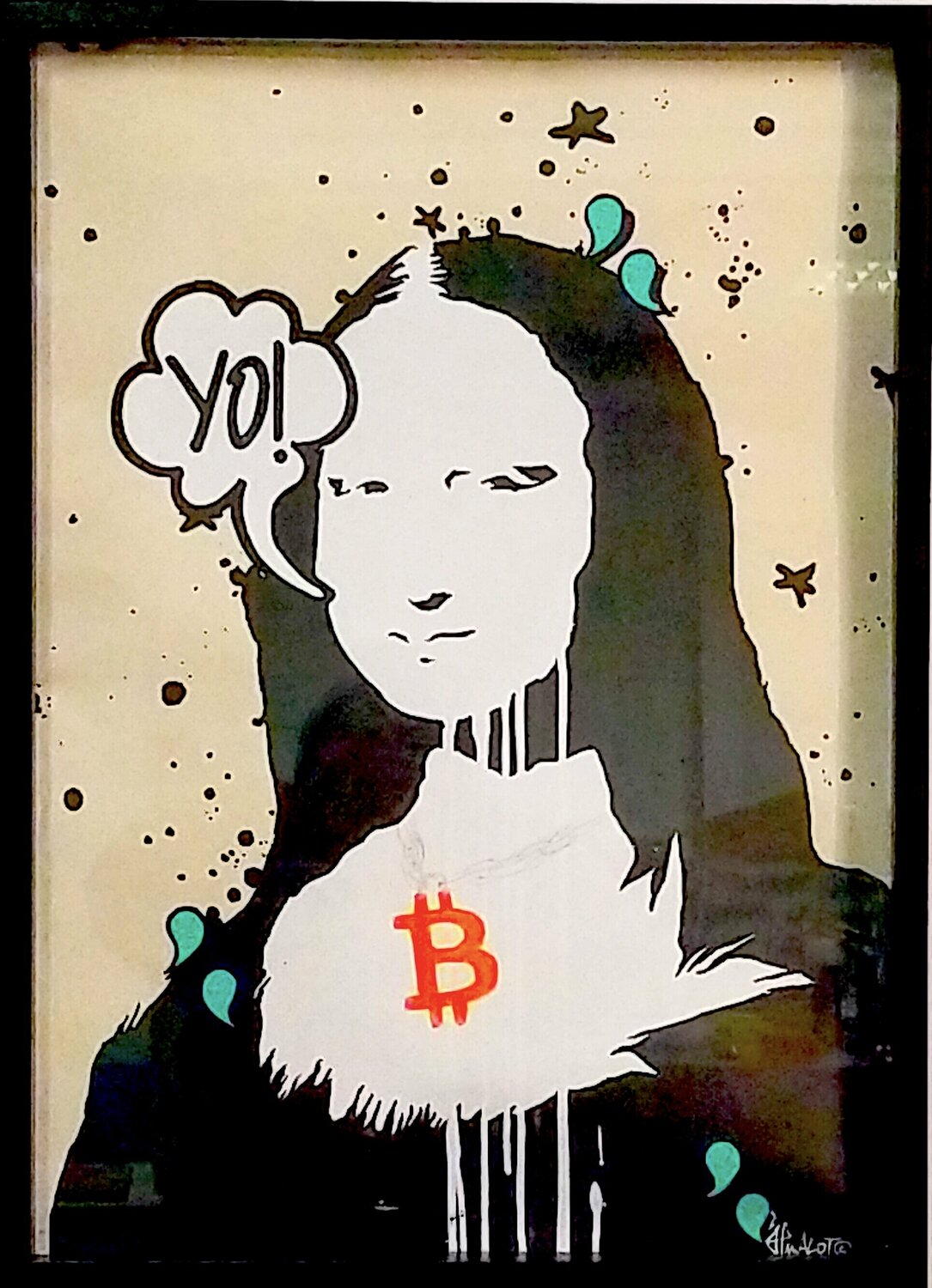 YO! MONA LISA X BITCOIN by Jp Malot (2021) : Work on Paper Acrylic,  Watercolor on Paper - Singulart
