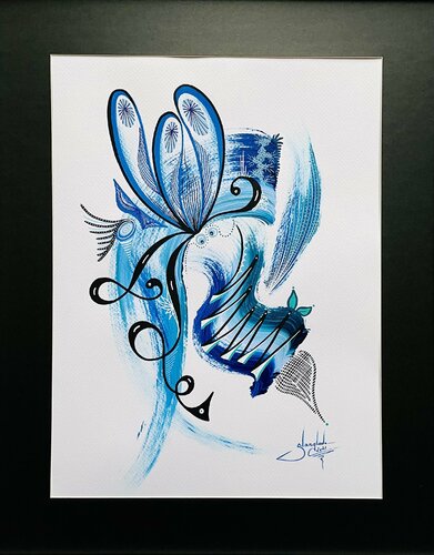 Le Ruban Bleu di Sandrine Langlade, Opera su carta in vendita su Singulart