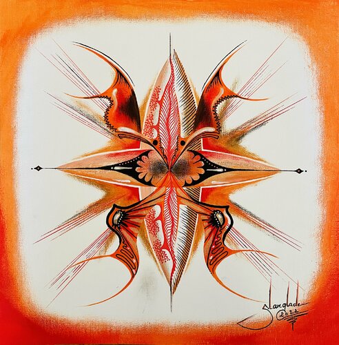 Starlight Meditation 2 - Red by Sandrine Langlade, 油畫 for Sale on Singulart