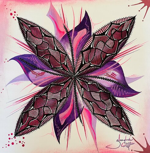 Starlight Meditation 4 - Purple de Sandrine Langlade, Pintura a la venta en Singulart