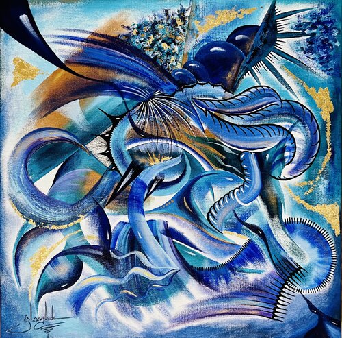 Sapphire Meanders van Sandrine Langlade, Schilderij te koop op Singulart