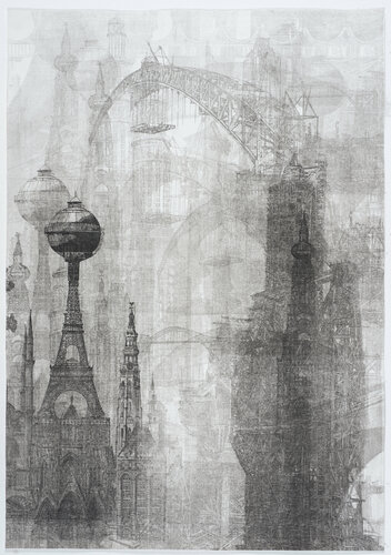 The city with the sky bridges di Annemarie Petri, Stampa in vendita su Singulart