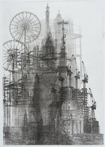 Fun fair in the city di Annemarie Petri, Stampa in vendita su Singulart