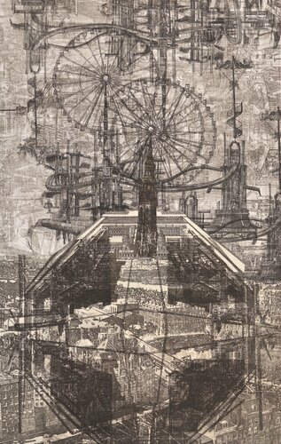 pinball machine by Annemarie Petri, 종이 for Sale on Singulart