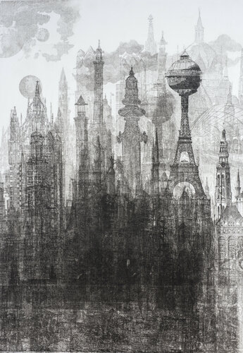 The city with the skyscrapers von Annemarie Petri, Druck kaufen auf Singulart