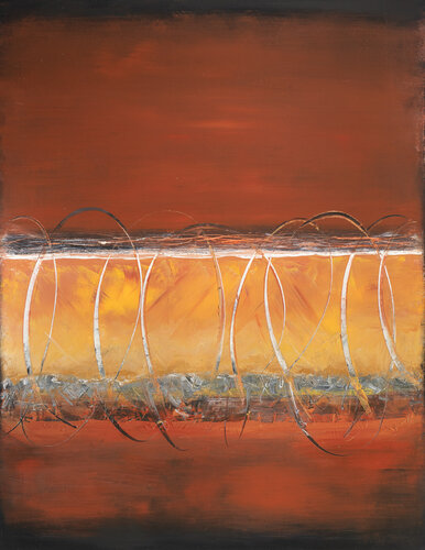 Red & Golden Landscape di Dinah Wakefield, Pittura in vendita su Singulart