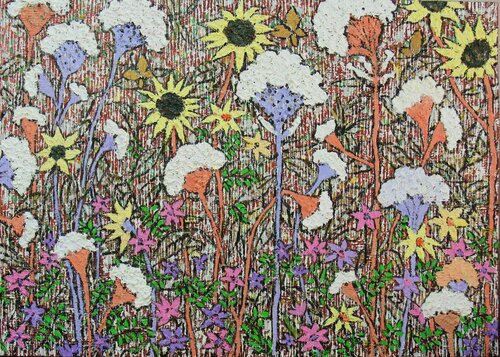 cockcomb-Dream Garden2 van Sook Kim, Schilderij te koop op Singulart