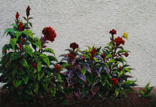 cockscomb-소곤 소곤 햇살아래 di Sook Kim, Pittura in vendita su Singulart