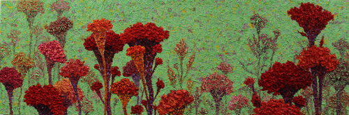 cockscomb - green di Sook Kim, Pittura in vendita su Singulart