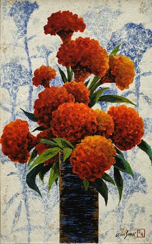 cockscomb - graceful 2 by Sook Kim, 紙面作品 for Sale on Singulart