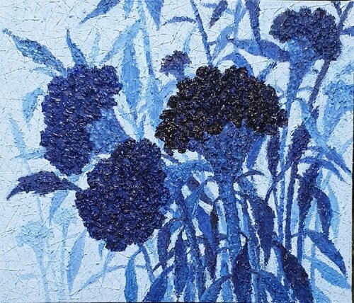 cockscomb - blue passion di Sook Kim, Pittura in vendita su Singulart