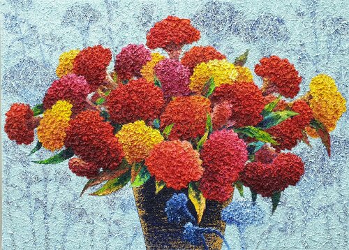Cockscomb - To Happiness van Sook Kim, Schilderij te koop op Singulart