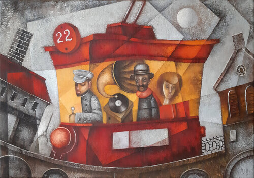 Tram Number 22 by Eugene Ivanov, Painting for Sale on Singulart
