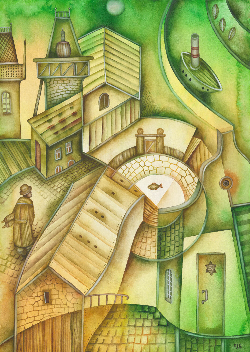 Quiet of the Jewish Town Eugene Ivanov Originalgemälde zu verkaufen