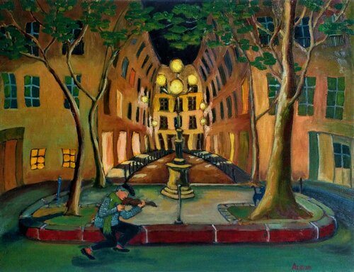 "Sérénade place de Fürstenberg" (Paris, France) de Albina Urbanek, Pintura a la venta en Singulart