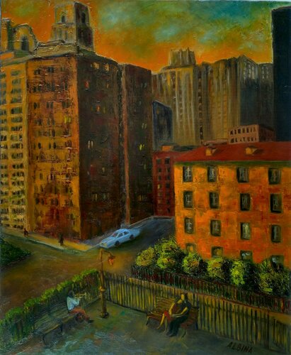 A la lumière du réverbère von Albina Urbanek, Malerei kaufen auf Singulart