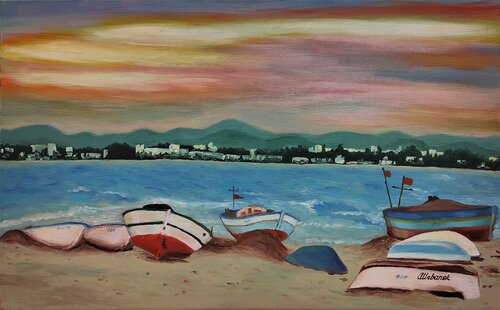 Le port d'Hammamet (Tunisie) von Albina Urbanek, Malerei kaufen auf Singulart