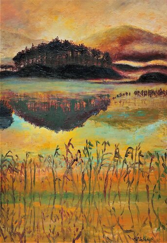 Il fait soir - De quoi rêve-t-on  au coucher de soleil von Albina Urbanek, Malerei kaufen auf Singulart
