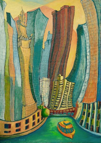 "Cruise on the river" (Chicago) by Albina Urbanek, Painting for Sale on Singulart