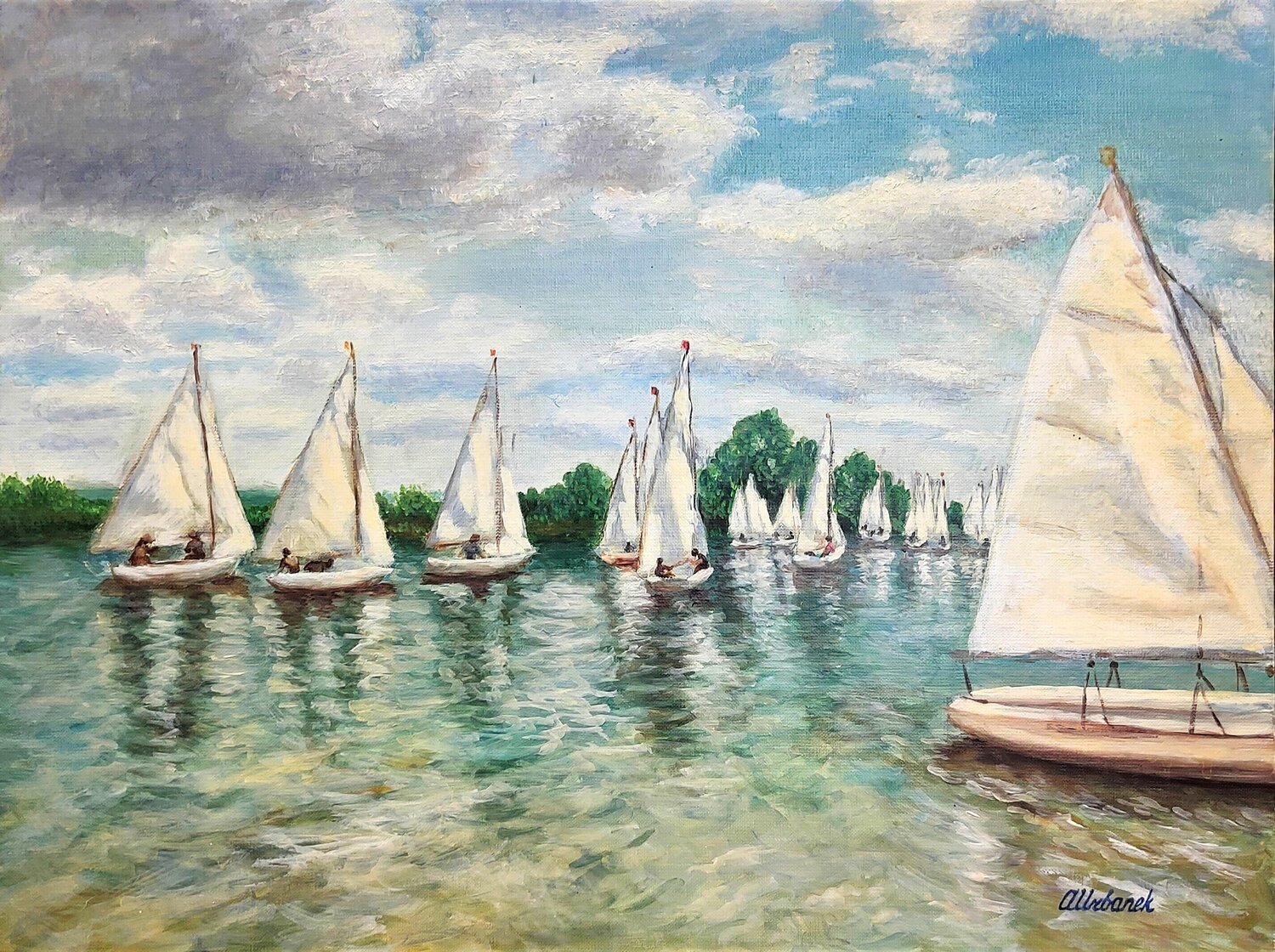 Régate du lac Madine Albina Urbanek Originalgemälde zu verkaufen