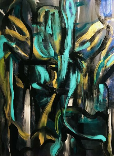 j'ai le blues d'or di Muriel Deumié, Pittura in vendita su Singulart