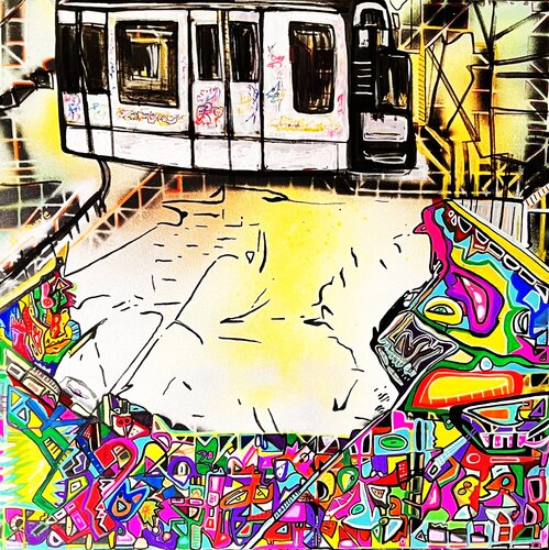 Métro ,dodo, Boulot von Muriel Deumié, Malerei kaufen auf Singulart